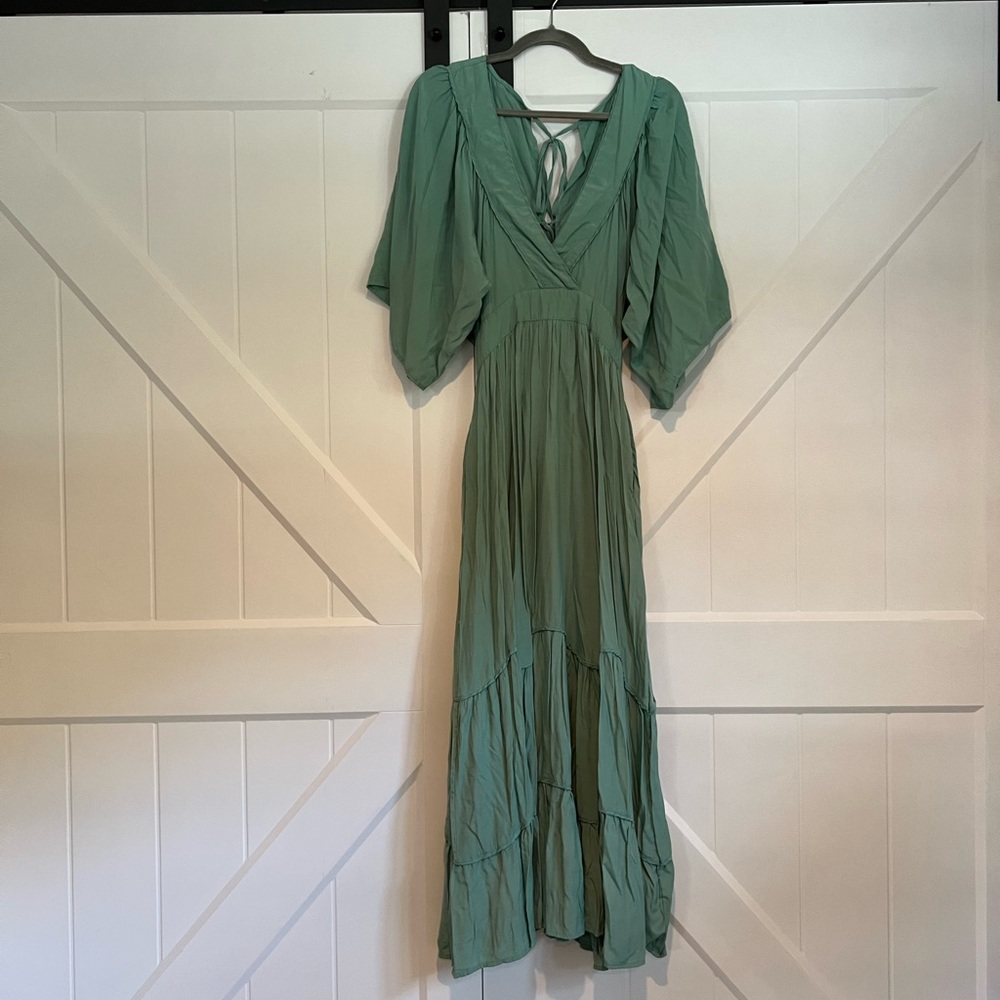 AOHITE Womens green summer casual maxi dress size xl
